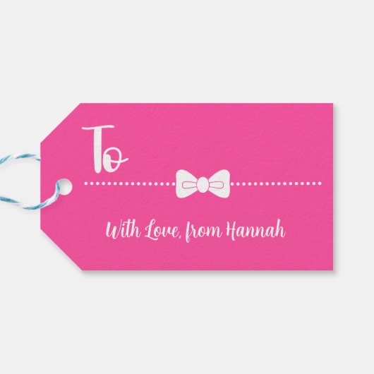 Pink and Mint Bright Christmas Diagonal Stripe Cadeaulabel (Achterkant Horizontaal)