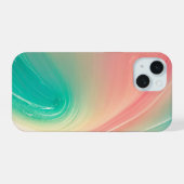 Pink and Mint Green Abstract Pattern Phone Case iPhone 15 Case (Achterkant horizontaal)