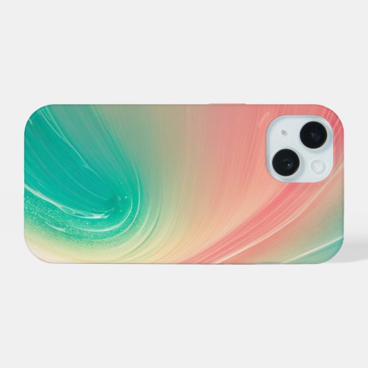 Pink and Mint Green Abstract Pattern Phone Case iPhone 15 Case (Achterkant horizontaal)