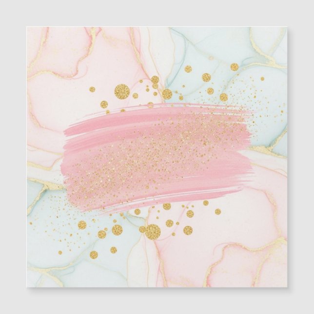 Pink and Mint Marble with Gold Glitter Brush Strok (Voorkant)