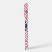 Pink and Navy Blue Greek Key Pattern Monogram iPhone Hoesje (Linkerkant)
