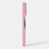 Pink and Navy Blue Greek Key Pattern Monogram iPhone Hoesje (Rechterkant)