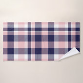 Pink and navy Plaid, checkered, tartan seamless Badhanddoek (Badhanddoek)