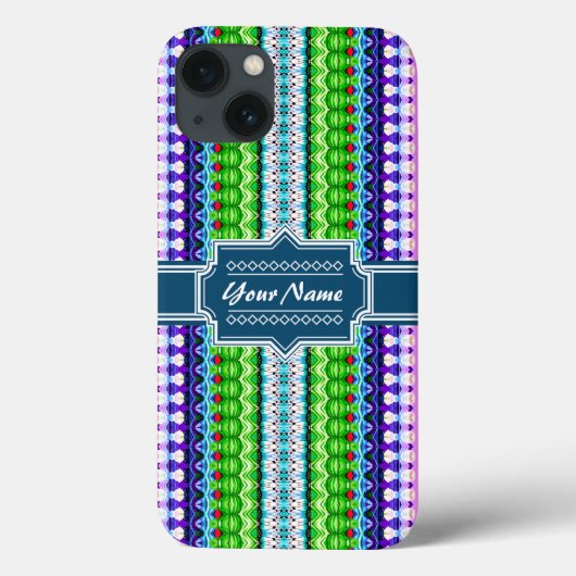 Pink and Navy Tribal Ikat Chevron gepersonaliseerd Case-Mate iPhone Case (Achterkant)