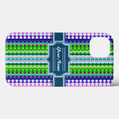 Pink and Navy Tribal Ikat Chevron gepersonaliseerd Case-Mate iPhone Case (Achterkant (horizontaal))