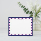 Pink and Navy Wavy Frame Note Card with Striped Ba Kaart (Staand voorkant)