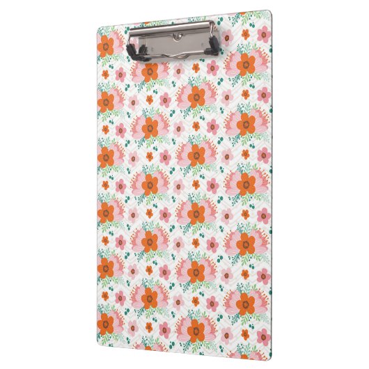 Pink and orange floral bouquet patterned clipboard klembord (Links)