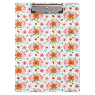 Pink and orange floral bouquet patterned clipboard klembord