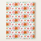 Pink and orange floral bouquet patterned planner (Achterkant)