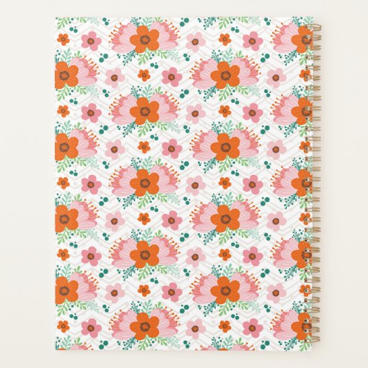 Pink and orange floral bouquet patterned planner (Achterkant)