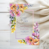 Pink and Orange Floral Save The Date Acryl Uitnodigingen