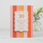 Pink and Orange Gummy Striped Frame Birthday Kaart (Staand voorkant)