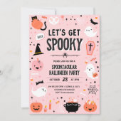 Pink and Orange Halloween Invitation - Lets Get Sp Kaart (Voorkant)