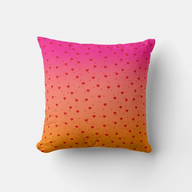 Pink and orange ombre red hearts pattern kussen (Voorkant)