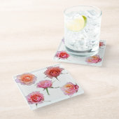 Pink and Orange Rose Glass Coaster Glazen Onderzetter (Schuin)