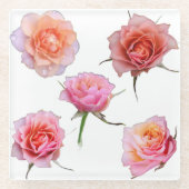 Pink and Orange Rose Glass Coaster Glazen Onderzetter (Voorkant)