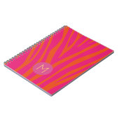 Pink and Orange Zebra Stripes Modern Monogram Notitieboek (Linkerzijde)