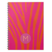Pink and Orange Zebra Stripes Modern Monogram Notitieboek (Voorkant)