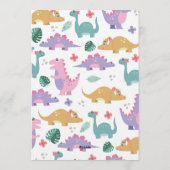 Pink and Pastel Girls Dinosaur Birthday Invitation Kaart (Achterkant)