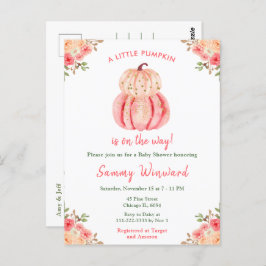Pink and Peach Pumpkins Baby shower Briefkaart