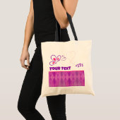 Pink and Purple Butterfly Heart Customized Tote Bag (Voorkant (product))