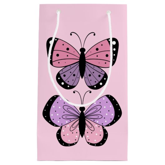 Pink and Purple Butterfly  Klein Cadeauzakje (Voorkant)
