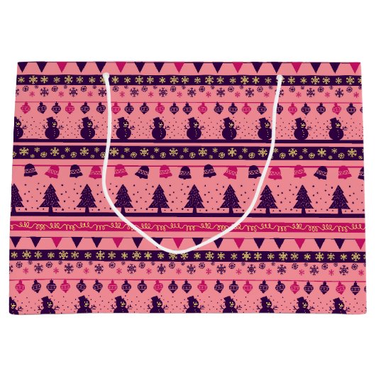 Pink and Purple Festive Holiday Cheer Groot Cadeauzakje (Voorkant)