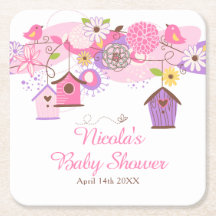 Pink and Purple Floral Bird Cages Baby Shower