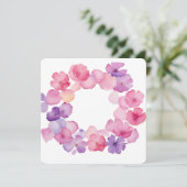Pink and Purple Floral Wreath PNG Frame Kaart (Staand voorkant)