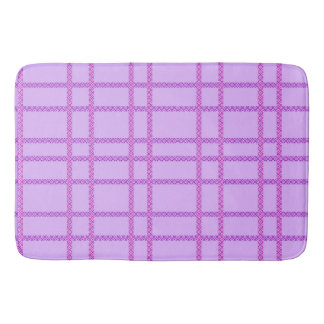 Pink and purple flower checkered pattern badmat