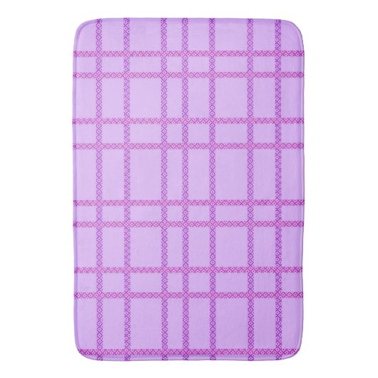 Pink and purple flower checkered pattern badmat (Voorkant Verticaal)