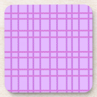 Pink and purple flower checkered pattern bier onderzetter