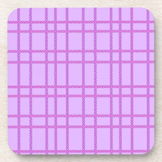 Pink and purple flower checkered pattern bier onderzetter (Voorkant)