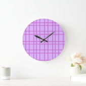 Pink and purple flower checkered pattern grote klok (Huis)