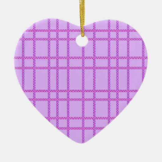 Pink and purple flower checkered pattern keramisch ornament (Voorkant)