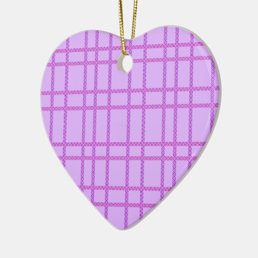 Pink and purple flower checkered pattern keramisch ornament (Links)