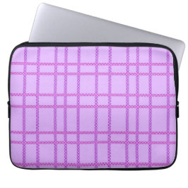 Pink and purple flower checkered pattern laptop sleeve