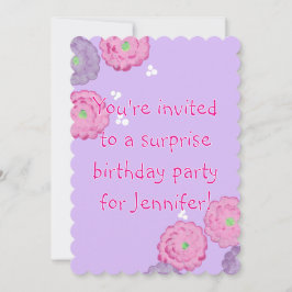Pink and Purple Flowers Birthday Invitation Cards Kaart