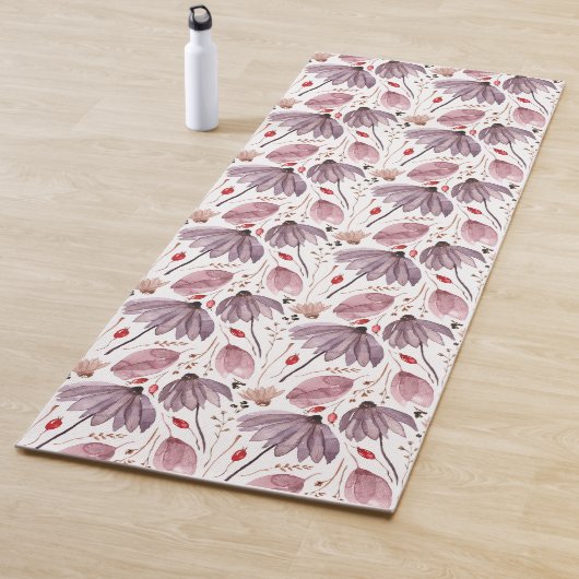 Pink And Purple Flowers Floral Pattern Yogamat (In situ)