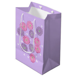 Pink and Purple Flowers on Lavender Gift Bags Medium Cadeauzakje