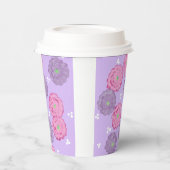 Pink and Purple Flowers on Lavender Paper Cups Papieren Bekers (Links)