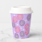 Pink and Purple Flowers on Lavender Paper Cups Papieren Bekers (Achterkant)
