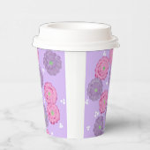 Pink and Purple Flowers on Lavender Paper Cups Papieren Bekers (Rechts)