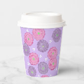 Pink and Purple Flowers on Lavender Paper Cups Papieren Bekers (Voorkant)