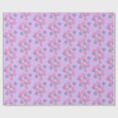 Pink and Purple Flowers on Lavender Wrapping Paper Cadeaupapier (Vlak)