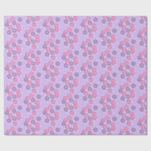 Pink and Purple Flowers on Lavender Wrapping Paper Cadeaupapier (Vlak)