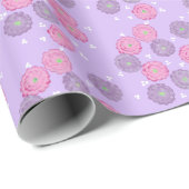 Pink and Purple Flowers on Lavender Wrapping Paper Cadeaupapier (Rol Hoek)
