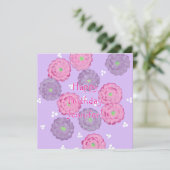 Pink and Purple Flowers Personalized Birthday Card Kaart (Staand voorkant)