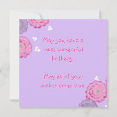 Pink and Purple Flowers Personalized Birthday Card Kaart (Achterkant)