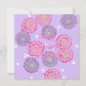 Pink and Purple Flowers Personalized Birthday Card Kaart (Voorkant)